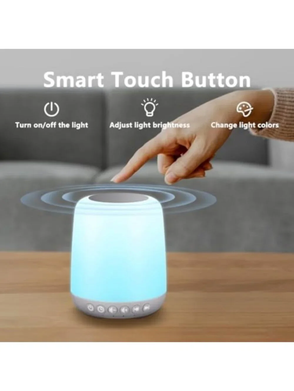 Portable White Noise Machine with 30 Soothing Sounds & 12 Night Light Colors